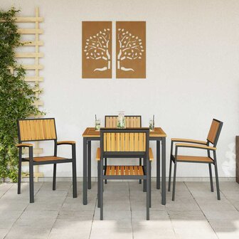 Tuinstoel 4 pcs Bruin 56 x 57 x 87cm Massief acaciahout