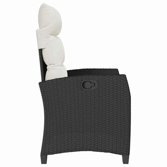 Verstelbare tuinstoel met bijzettafel poly rattan zwart
