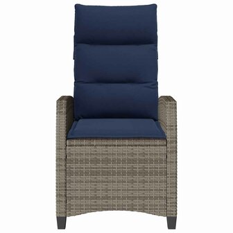 Verstelbare tuinstoel met bijzettafel poly rattan grijs