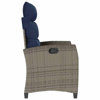 Verstelbare tuinstoel met bijzettafel poly rattan grijs