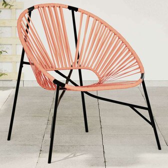 Tuinstoel Egg poly rattan zwart en oranje