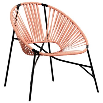 Tuinstoel Egg poly rattan zwart en oranje