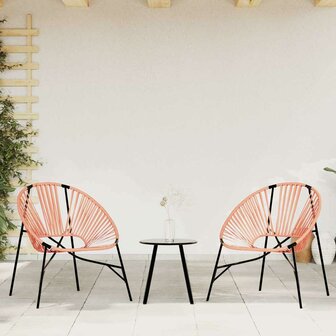 Tuinstoel Egg poly rattan zwart en oranje