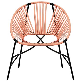 Tuinstoel Egg poly rattan zwart en oranje