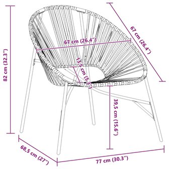Tuinstoel Egg poly rattan zwart en oranje
