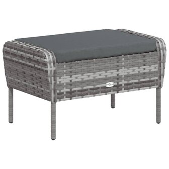 Tuinstoel met voetenbank poly rattan grijs