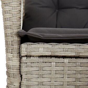 Tuinstoel verstelbaar met kussens poly rattan lichtgrijs