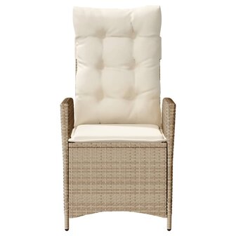 Tuinstoel verstelbaar met kussens poly rattan beige