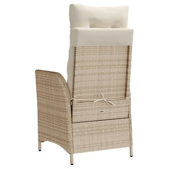 Tuinstoel verstelbaar met kussens poly rattan beige