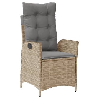 Tuinstoel verstelbaar met kussens poly rattan gemengd beige