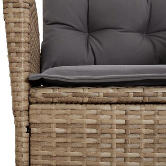 Tuinstoel verstelbaar met kussens poly rattan gemengd beige