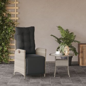 Tuinstoel verstelbaar met voetensteun poly rattan lichtgrijs