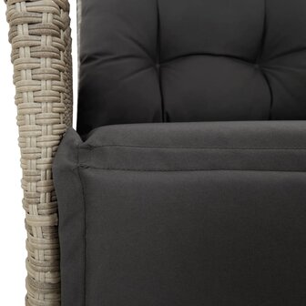 Tuinstoel verstelbaar met voetensteun poly rattan lichtgrijs