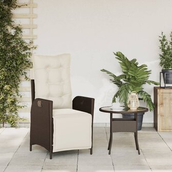 Tuinstoel verstelbaar met voetensteun poly rattan bruin