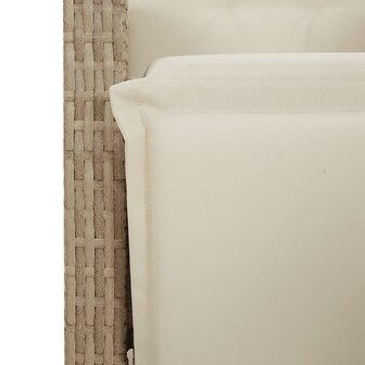 Tuinstoel verstelbaar met voetensteun poly rattan beige