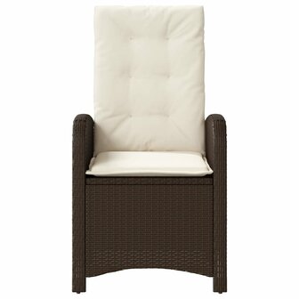 Tuinstoel verstelbaar met kussens poly rattan bruin