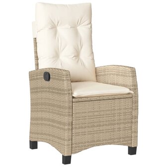 Tuinstoel verstelbaar met kussens poly rattan beige