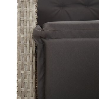 Tuinstoel verstelbaar met voetensteun poly rattan lichtgrijs