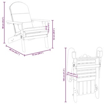 Tuinstoel Adirondack met kussens massief acaciahout