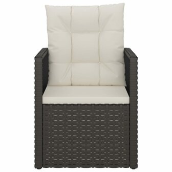 Tuinstoel met kussens poly rattan zwart