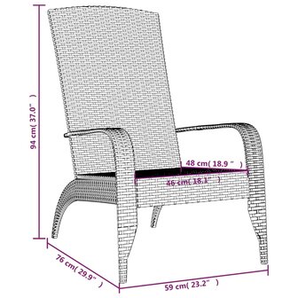 Tuinstoel Adirondack poly rattan zwart