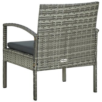 Tuinstoel met kussen poly rattan grijs
