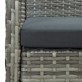 Tuinstoel met kussen poly rattan grijs
