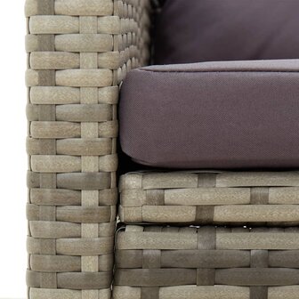 Tuinstoel met kussens poly rattan grijs