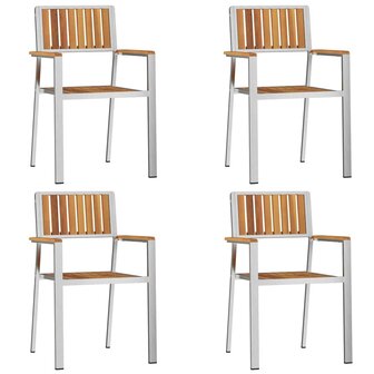 Tuinstoel 4 pcs Bruin 56 x 54.5 x 87cm Massief acaciahout
