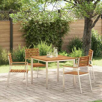 Tuinstoel 4 pcs Bruin 56 x 54.5 x 87cm Massief acaciahout