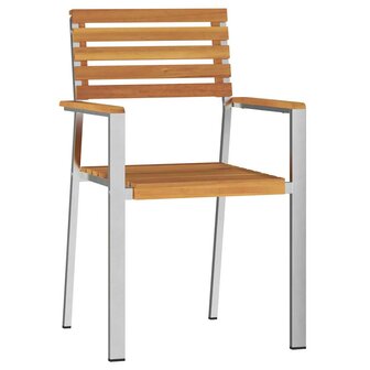 Tuinstoel 4 pcs Bruin 56 x 54.5 x 87cm Massief acaciahout