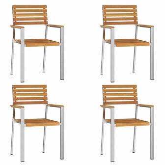 Tuinstoel 4 pcs Bruin 56 x 54.5 x 87cm Massief acaciahout