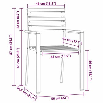 Tuinstoel 4 pcs Bruin 56 x 54.5 x 87cm Massief acaciahout