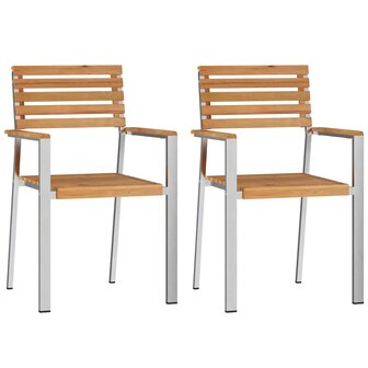 Tuinstoel 2 pcs Bruin 56 x 54.5 x 87cm Massief teakhout