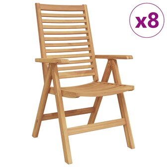 Tuinstoel 8 pcs Bruin 52 x 64.5 x 108 cm Massief teakhout