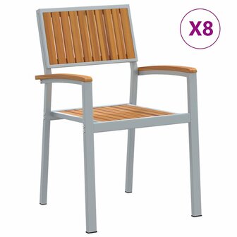 Tuinstoel 8 pcs Bruin 56 x 57 x 87cm Massief acaciahout