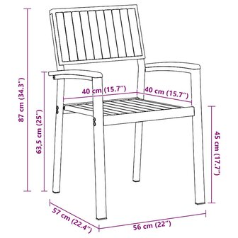 Tuinstoel 8 pcs Bruin 56 x 57 x 87cm Massief acaciahout