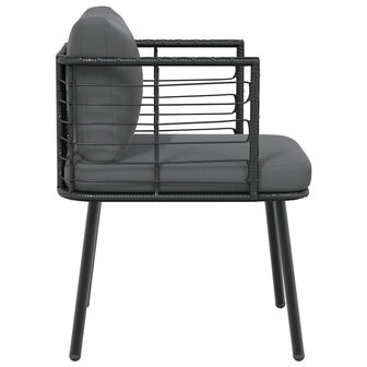 Tuinstoel met kussens poly rattan zwart