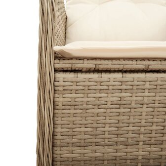 Tuinstoel verstelbaar met kussens poly rattan beige