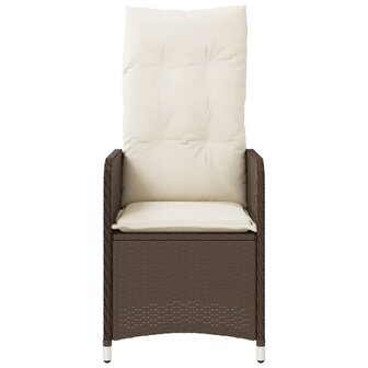 Tuinstoel verstelbaar met kussens poly rattan bruin