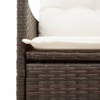 Tuinstoel verstelbaar met kussens poly rattan bruin