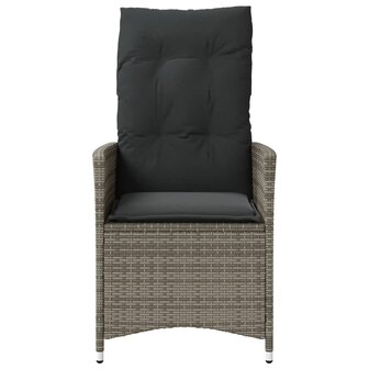 Tuinstoel verstelbaar met kussens poly rattan grijs