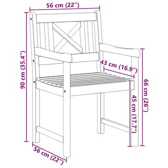 Tuinstoel 4 pcs Bruin 56 x 56 x 90 cm Massief acaciahout