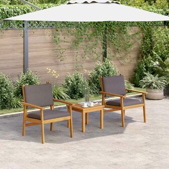 Tuinstoel met kussen 2 pcs Bruin Massief acaciahout