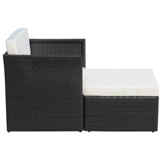 Tuinstoel met voetenbank poly rattan zwart