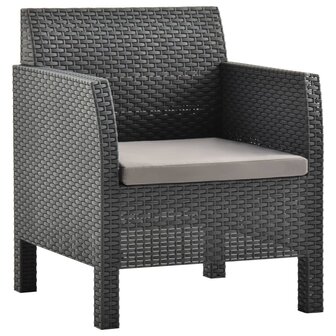Tuinstoel met kussen antraciet 63x65x76 cm PP rattan