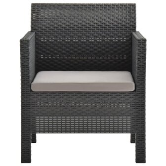 Tuinstoel met kussen antraciet 63x65x76 cm PP rattan