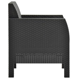 Tuinstoel met kussen antraciet 63x65x76 cm PP rattan