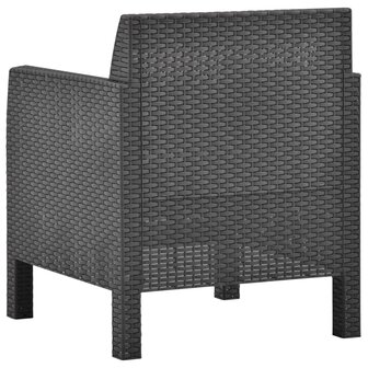 Tuinstoel met kussen antraciet 63x65x76 cm PP rattan