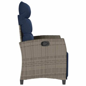 Verstelbare tuinstoel met bijzettafel poly rattan grijs